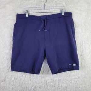 APC Rue Madam Paris Mens XL Blue French Terry Drawstring Short Athleisure Lounge